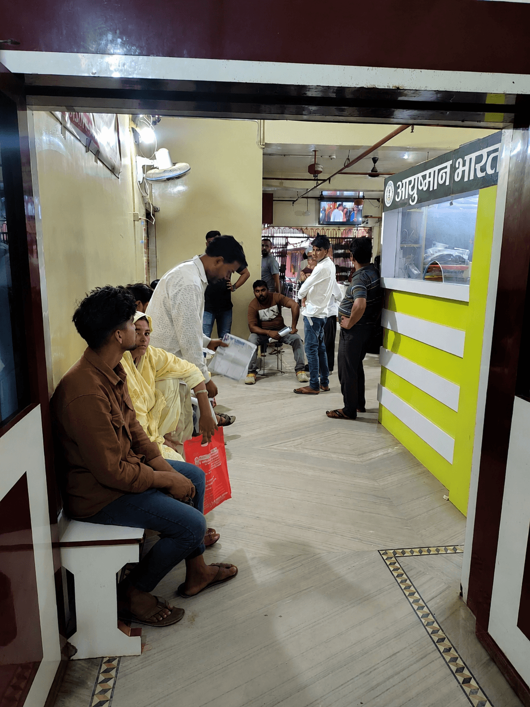 Patients in the waiting area at Dubey Nursing Home